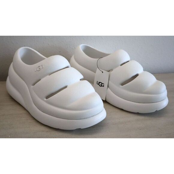 UGG 1132890 Women Sz 7 Bright White Water-Resistant Slip-On Sport Yeah Clogs - Picture 2 of 8
